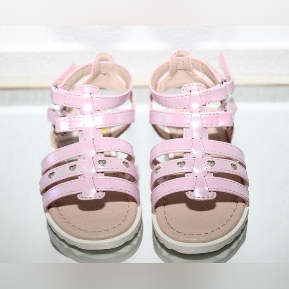 Jellypop Other - JELLYPOPS KIDS Pink Toddler Girl Sandals Size 5 with Silver Hearts BRAND NEW